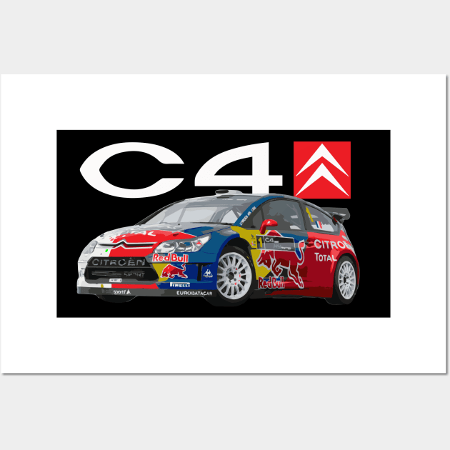 Sébastien Loeb Citroën C4 Wall Art by cowtown_cowboy